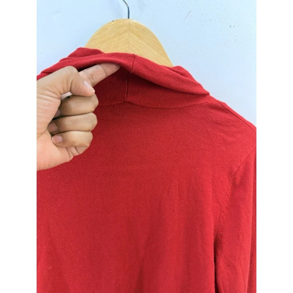 New Talbots Women Cardigan Sweater Sz L Open Knit Red Pop $89 - Picture 9 of 13